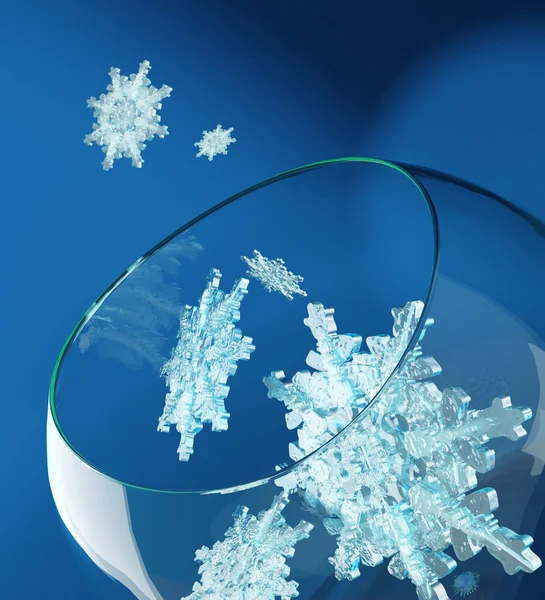 December snowflakes in glass vase — Stock Photo, Image