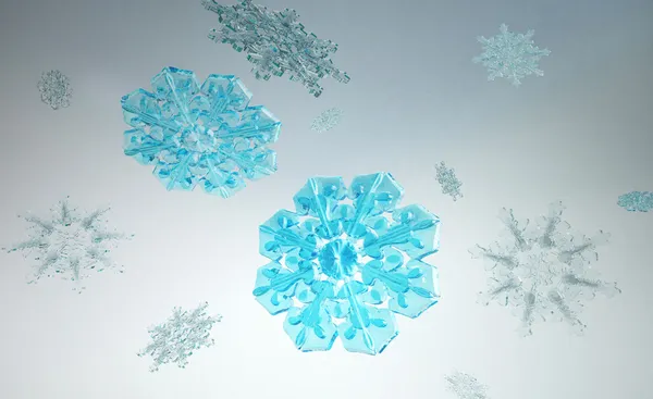 Flying crystal snowflakes — Stock Photo, Image