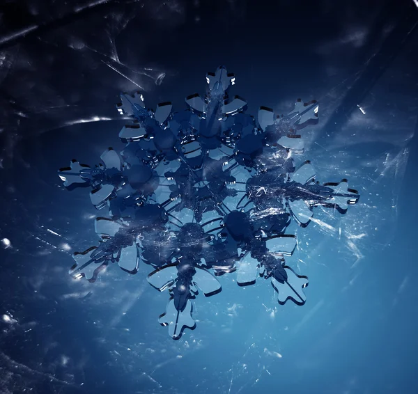 Frosty blue snowflake — Stock Photo, Image