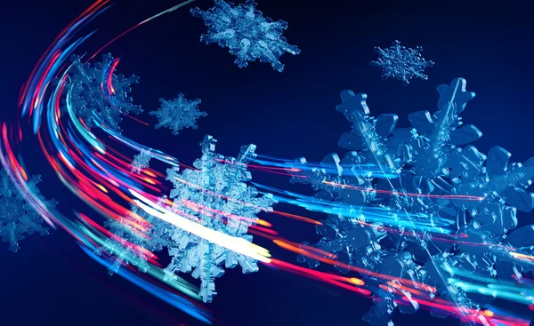 Snowflakes in colorful abstract — Stock Photo, Image