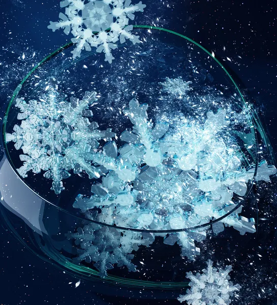 Snowflakes in glass vase with star dust — Stock Photo, Image
