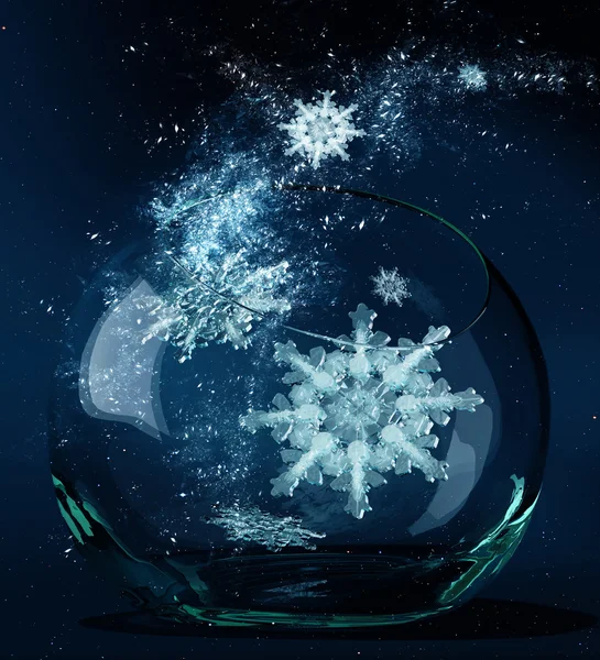 Snowflakes in vase with star dust — Stock Photo, Image