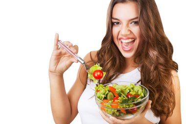 salata ile neşeli seksi kız