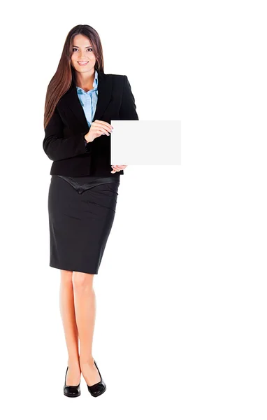 Business woman is showing the paper — Stock Photo, Image