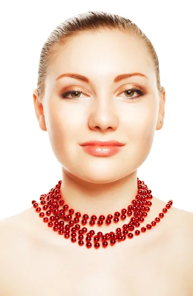Vrouw met accessorize op haar hals — Stockfoto