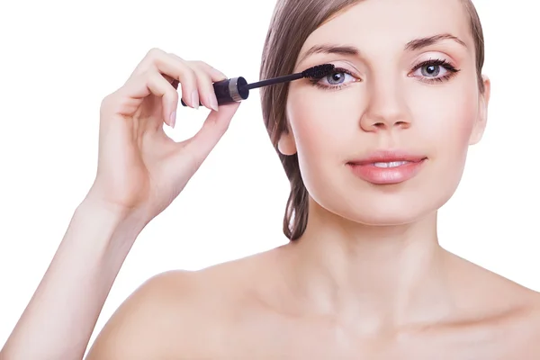 Woman with mascara brush — Stock Photo, Image