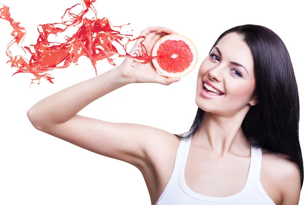 Mädchen mit Grapefruit und Spritzer — Stockfoto