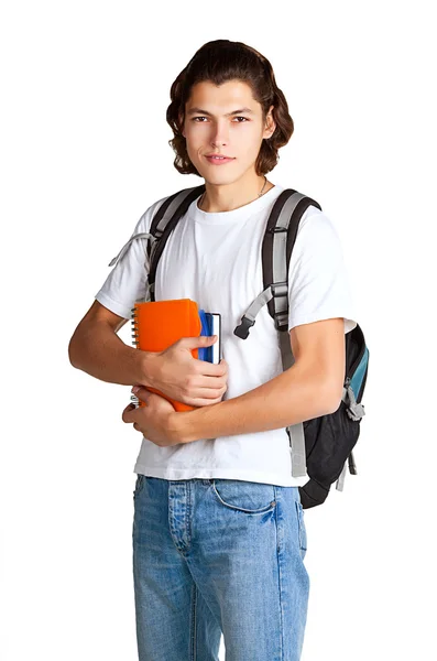 Studente con un libro di testo e una cartella1 — Foto Stock