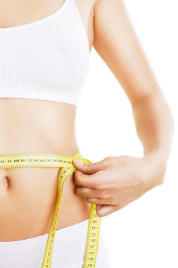 tapemeasure ile sportif kadın vücut yakın çekim fotoğraf