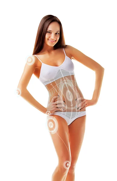 Sexy sporty woman with virtual corset — Stock Photo, Image