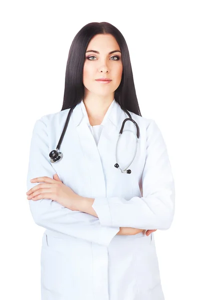 Usmívající se doktor v bílém plášti — Stock fotografie