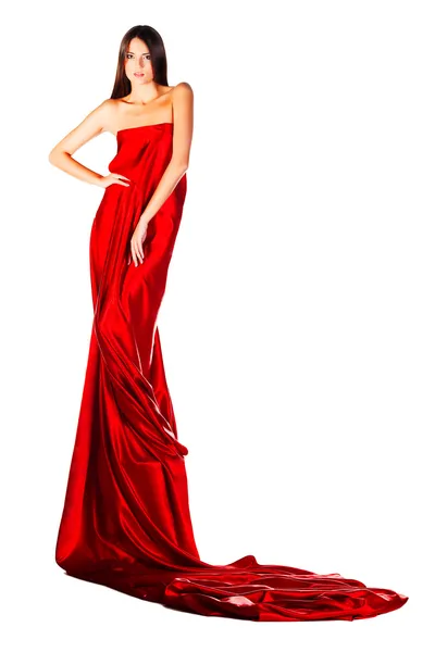 Femme en robe rouge — Photo