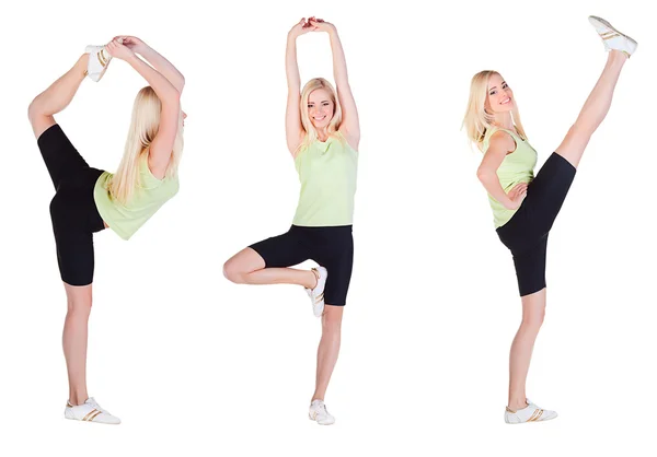 Yoga exercises collage — Stock Photo, Image