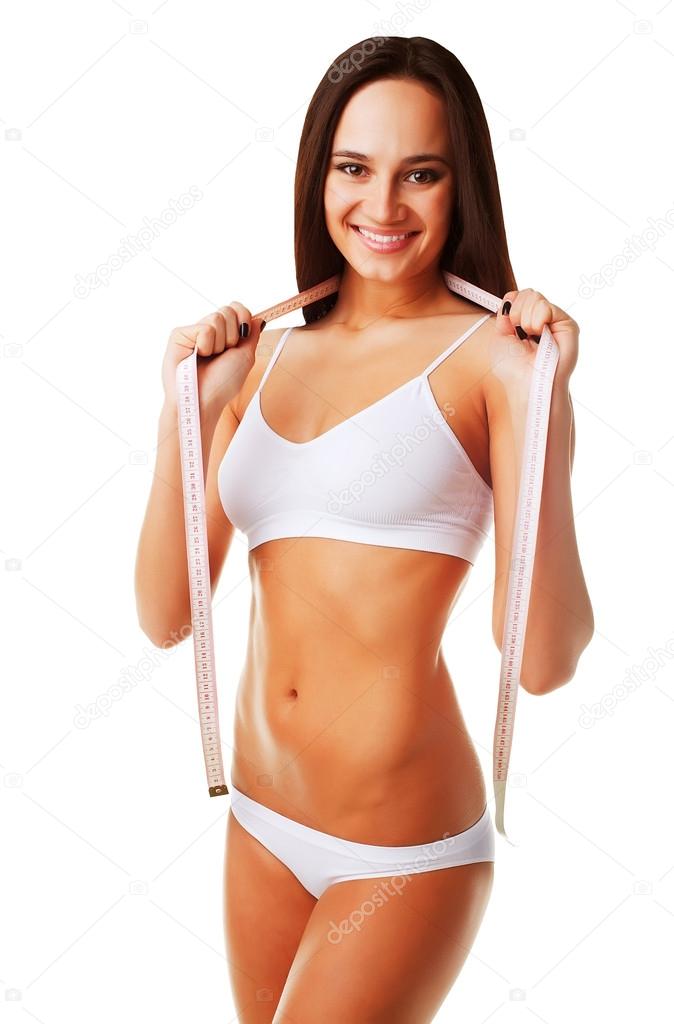 Healthy Sexy Woman With Perfect Body And White Measure 35077771