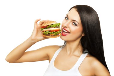 Hamburger yiyen kız