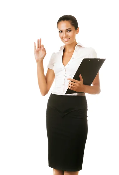 Woman with black folder — Stock Photo, Image