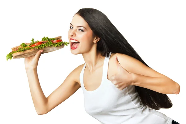 Woman with sandwich — Stock Photo, Image