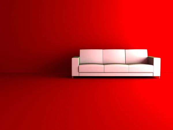 White sofa in red room — Stock Photo, Image