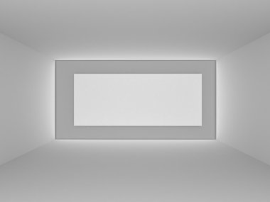 büyük beyaz zemin, 3d sanat kavramı ile boş oda