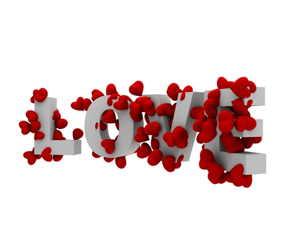 3D tekst miłości z serca — Zdjęcie stockowe