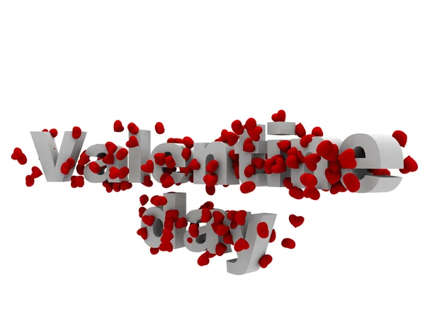 Текст на День Святого Валентина с 3-мя сердцами — стоковое фото