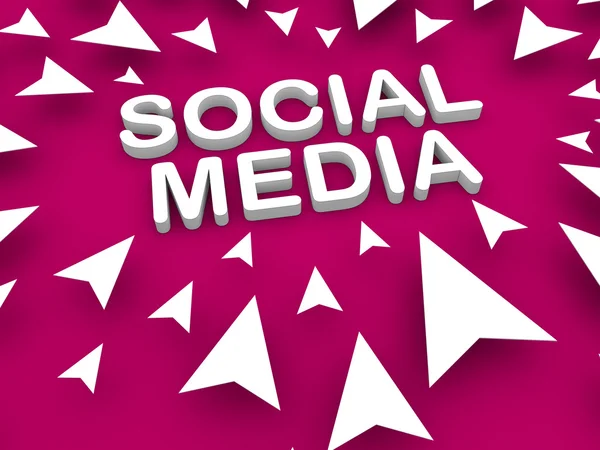 Social media text at center surrounded by pointing arrow — Stock Photo, Image