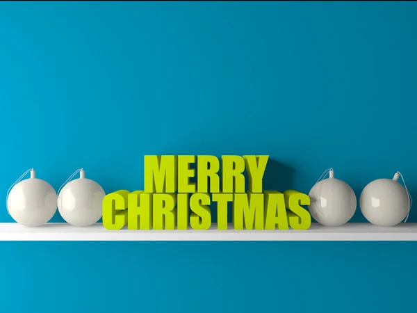 3d christmas text with balls in room — Stock Photo, Image