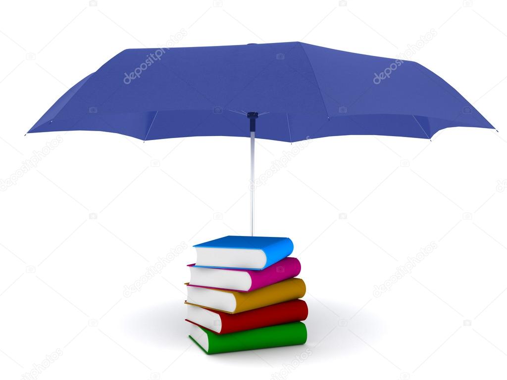 Books under umbrella