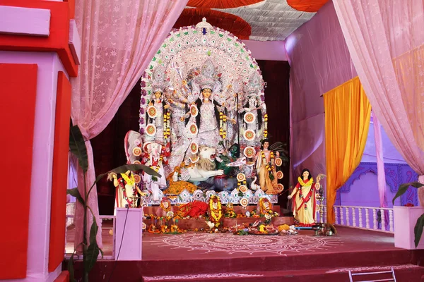 Dea durga pandal in durga puja — Foto Stock