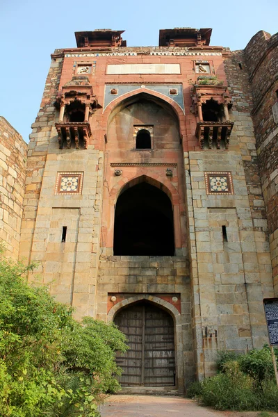 Oude poort in oude fort, delhi — Stockfoto