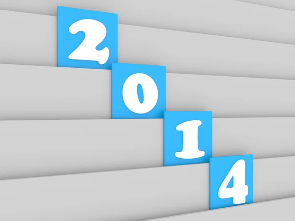 Nieuwe jaar 2014 datum op witte houten achtergrond — Stockfoto