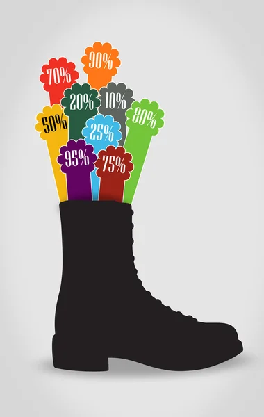Wielu tag zniżki w butyкілька знижка тег у взуття — Stockfoto