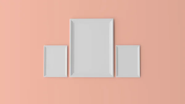 Three blank canvas on wall — Stock Photo, Image