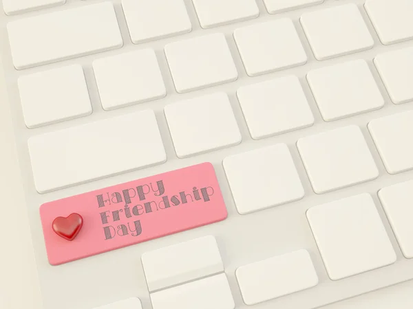 Happy friendship day, heart on enter key — Stock Photo, Image