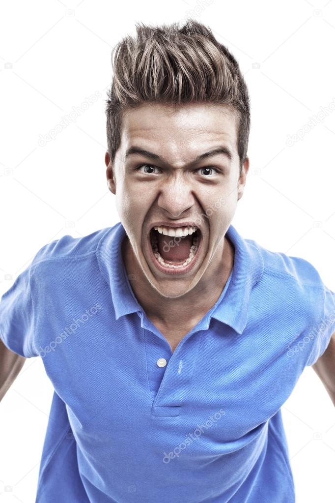 Young man screaming