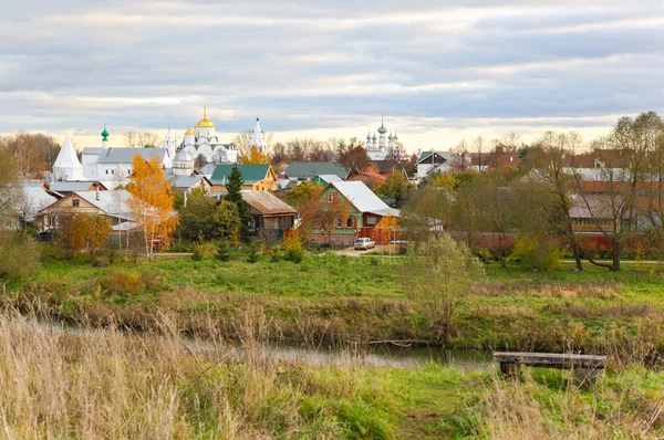 Russian rural landscape with domes — Stock Photo, Image