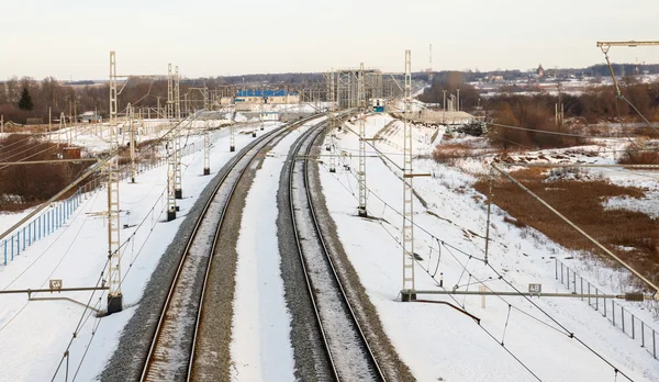 Ferrocarril en invierno —  Fotos de Stock