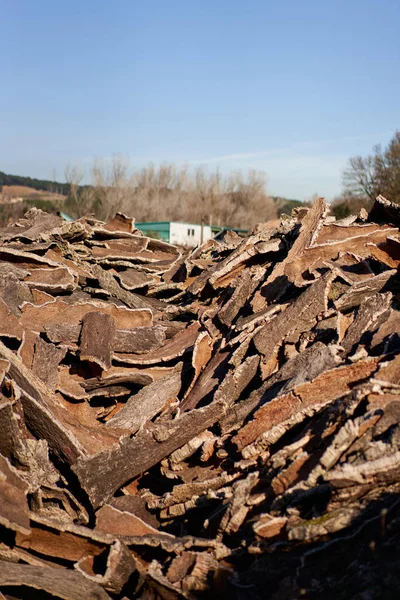 Wood bark production at industrial factory. — стоковое фото