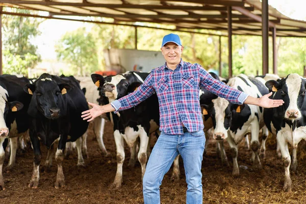 牲畜的牧场上快乐牛仔 — 图库照片