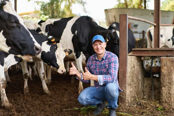 Hombre Vaquero Granja Vacas Rancho — Foto de Stock