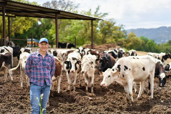 Man Cowboy Cow Farm Ranch — Stock Photo, Image
