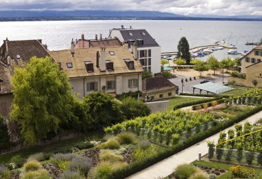 Nyon şehir ve lake geneva