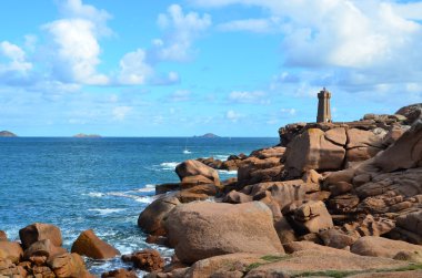ploumanach, deniz feneri cote de granit brittany, Fransa gül