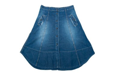 Beyaz arkaplanda izole edilmiş Denim eteği