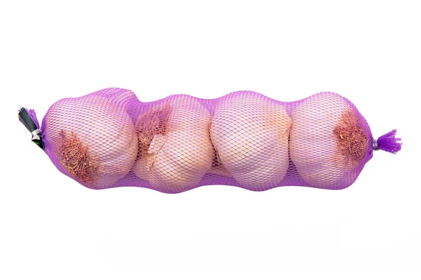 Four Heads Garlic Isolated White Background — Stock Photo, Image