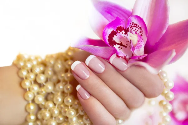 French manicure. — Stock Photo, Image