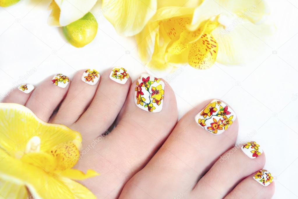 花ペディキュア ストック写真 C Marigo 花ペディキュア ストック写真 C Marigo