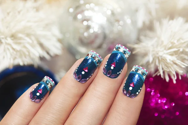 Winter blue manicure . — 스톡 사진