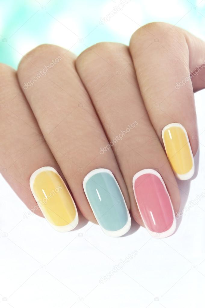 Nails in pastel colours.