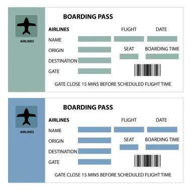 Illustration of two boarding passes on white background